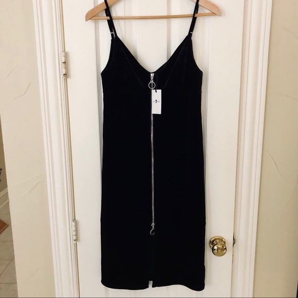 [S] 7 For All Mankind Velvet Zipper Sheath Dress - Picture 7 of 7